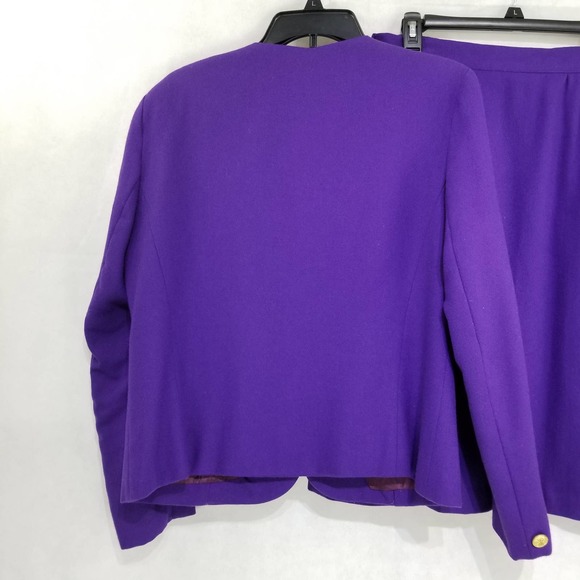 Vintage Gregor Wool Purple Skirt Suit Blazer Jacket 8 Lined - Picture 7 of 12